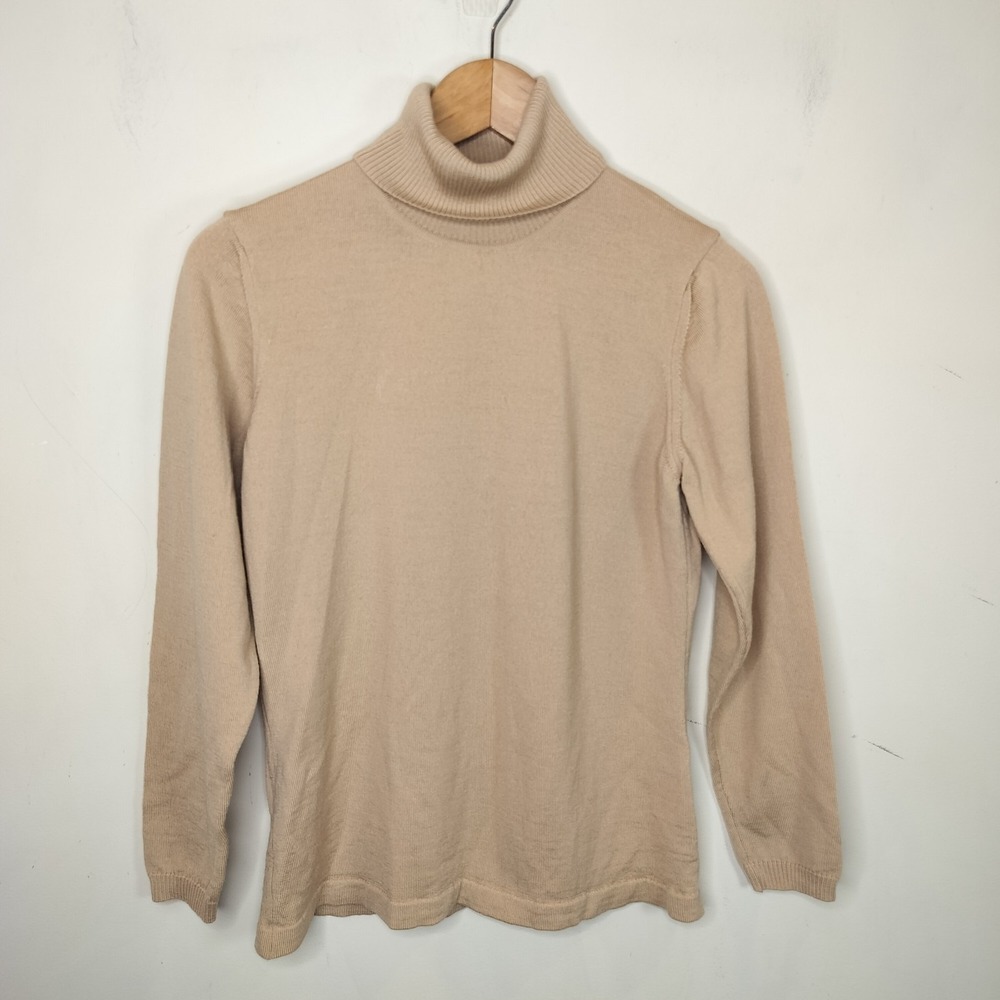 Luigi Baldo Italy Merino Wool Sweater Extra Fine Knit Tan